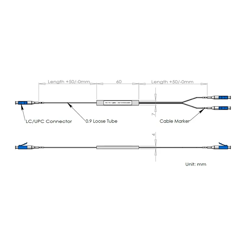 1*2 розкол PLC з роз'ємом LC/UPC