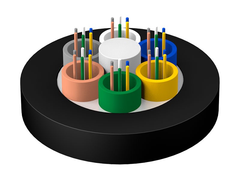 Неброньований вогнестійкий багатожильний неметалевий оптичний кабель із неметалевою армованою серцевиною в вільній оболонці